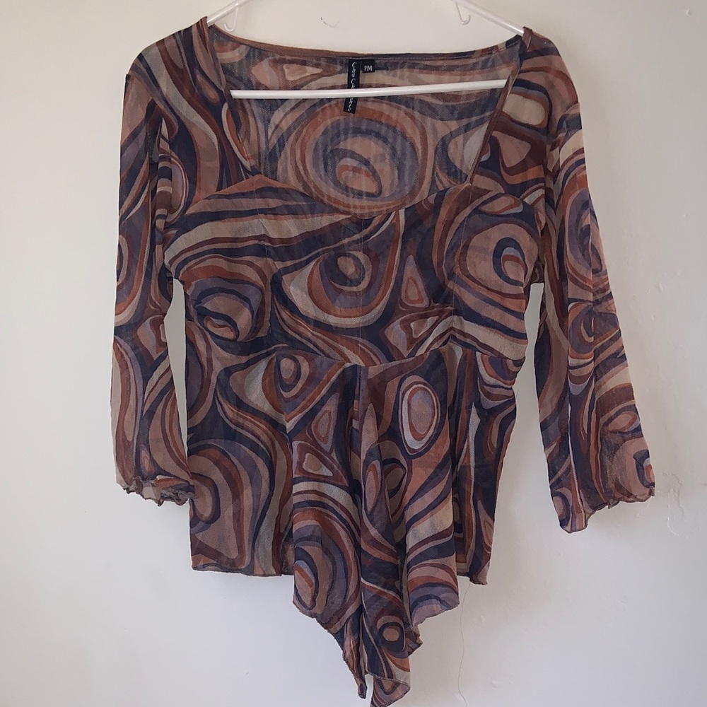 Hippie Brown Swirl Pattern Top